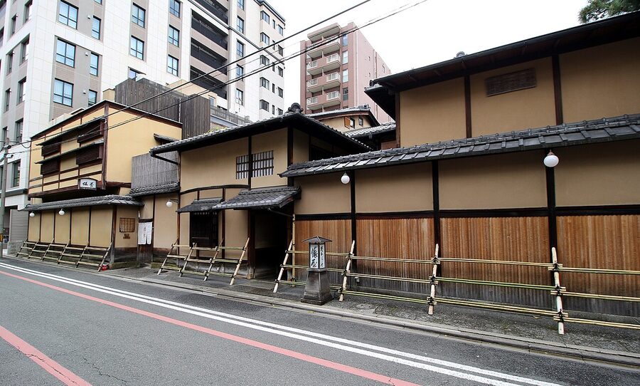 Tawaraya Ryokan exterior wooden facade on Fuyacho-dori, central Kyoto