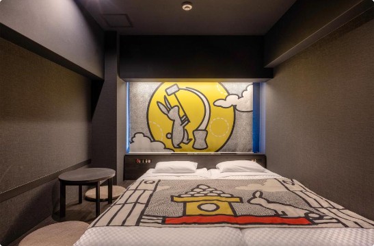 Hotel Tavinos Kyoto exterior with manga-themed signage