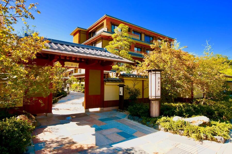 Kadensho Arashiyama Onsen ryokan exterior with traditional architecture