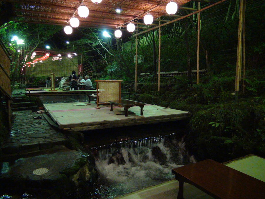 Kibune kawadoko in the evening