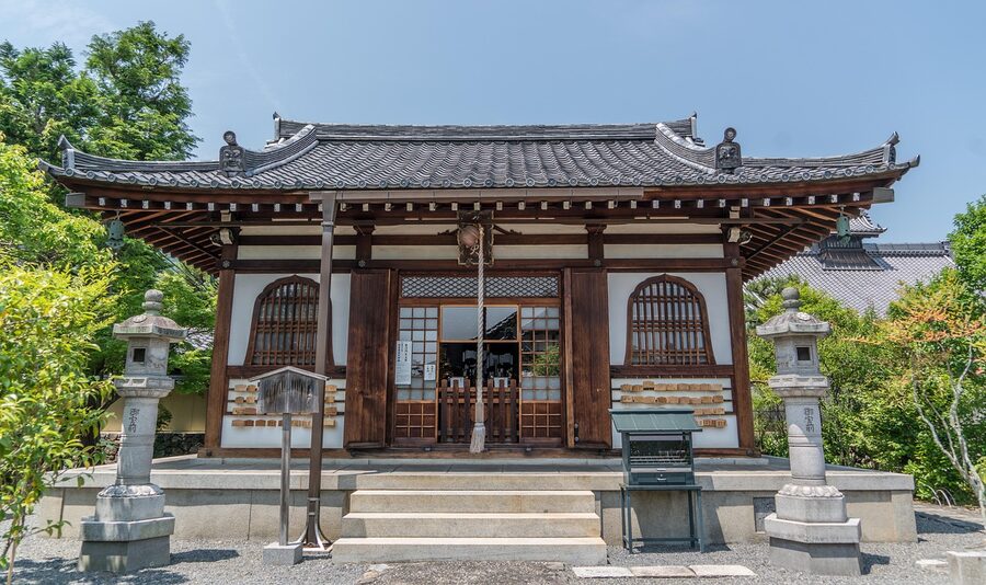 Arashiyama riverside architecture and rooftops