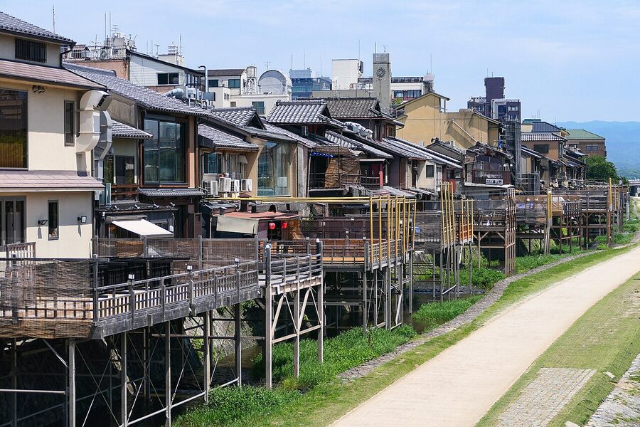 Kamogawa noryo-yuka summer dining platforms in Kyoto