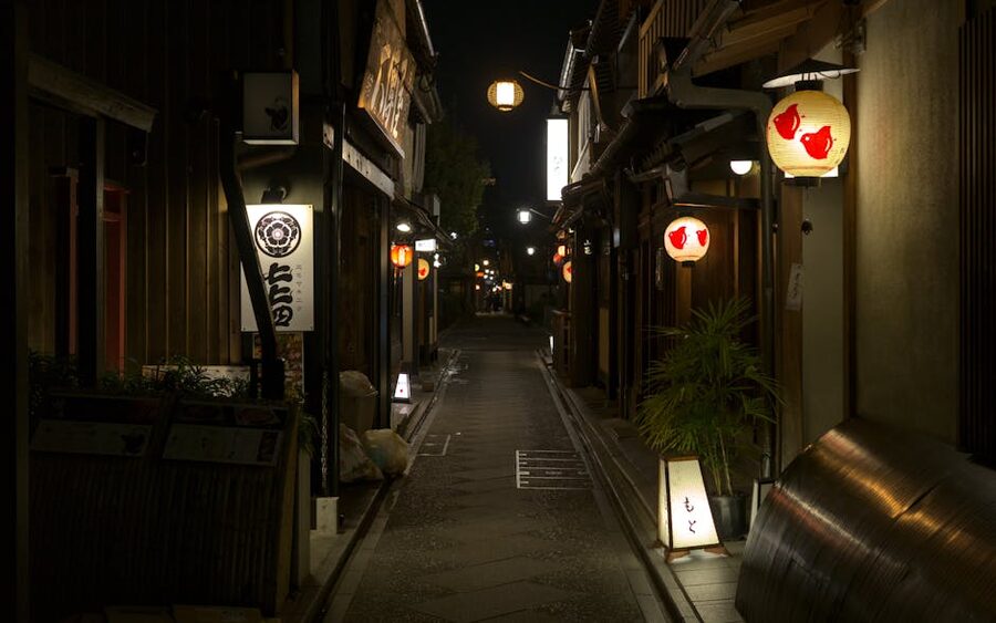 Pontocho lanterns at night, Kyoto