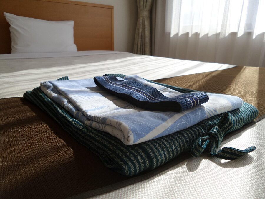 Yukata kimono set in a Japanese ryokan room