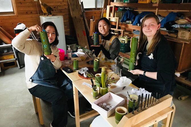 Bamboo LED Lantern Making Experience in Kyoto Arashiyama - The finished LED lantern and the bamboo question