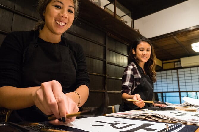 Japanese Calligraphy - Shodo - Lesson (near Kyoto Station) - Practicing One, A, Forever, and Kyoto