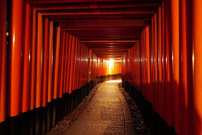 Kyoto Fushimi-Inari Night Walking Tour - Walking through the first torii corridors
