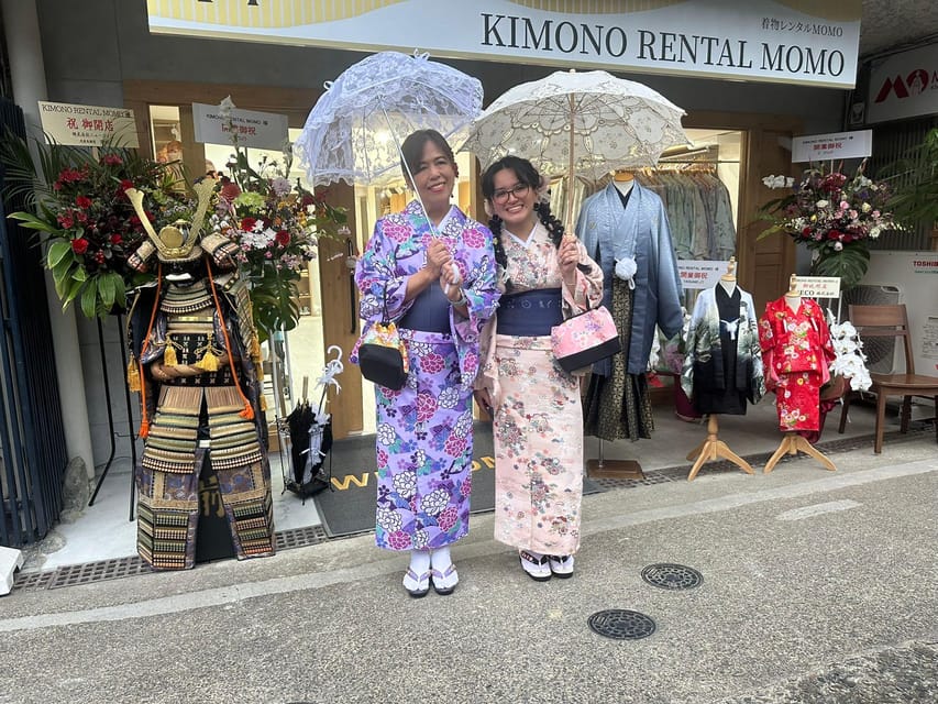 Kyoto: Kimono Rental with Hairstyling and Accessories - Getting dressed, styled, and ready to go