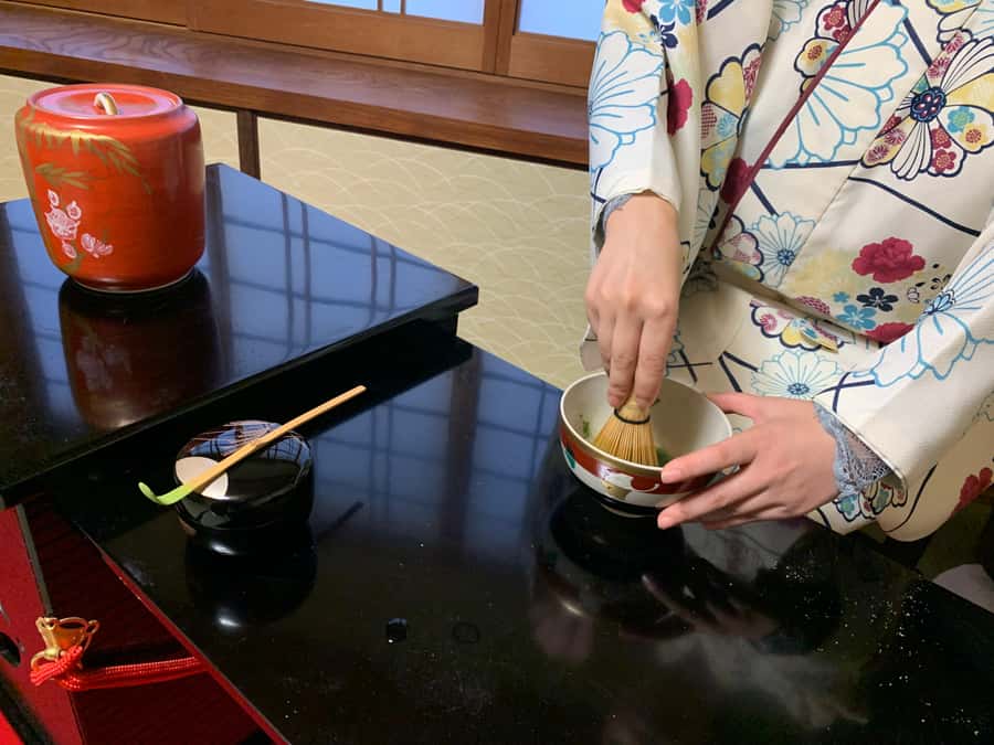 Kyoto Ninenzaka: Tea Ceremony in Old Townhouse with Chairs - A closer look at the tea, sweets, and utensils