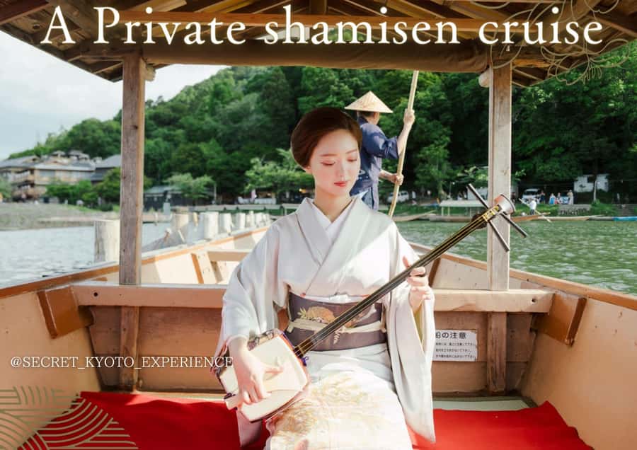 Kyoto: Private Boat Cruise with Shamisen and Games - Shamisen music with Arashiyama as the backdrop
